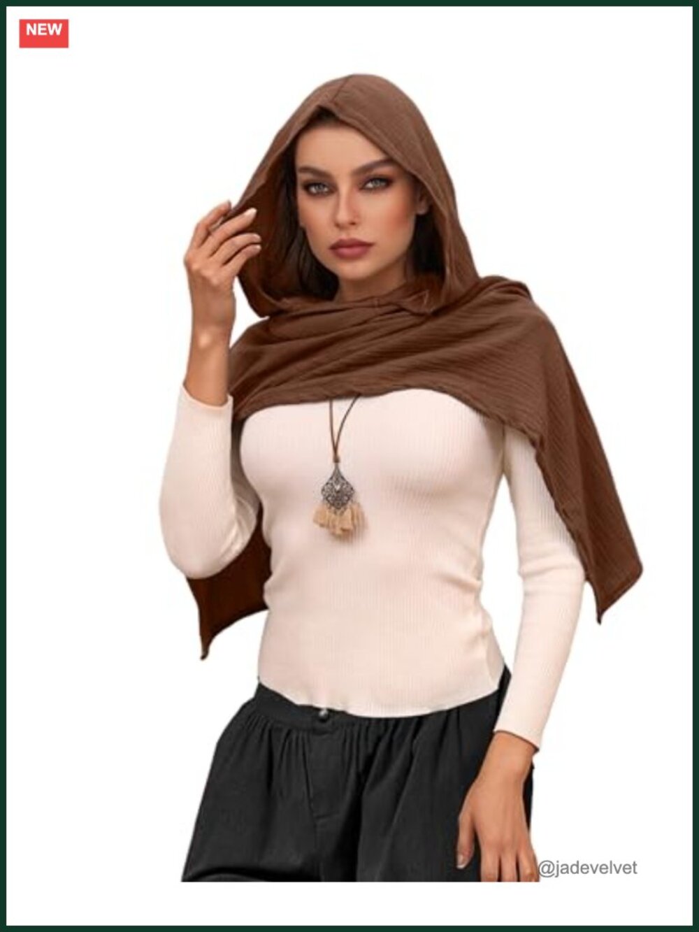 Unisex Hooded Scarf Cape Shawl Cotton Linen Medieval Cowl Costume Accessory